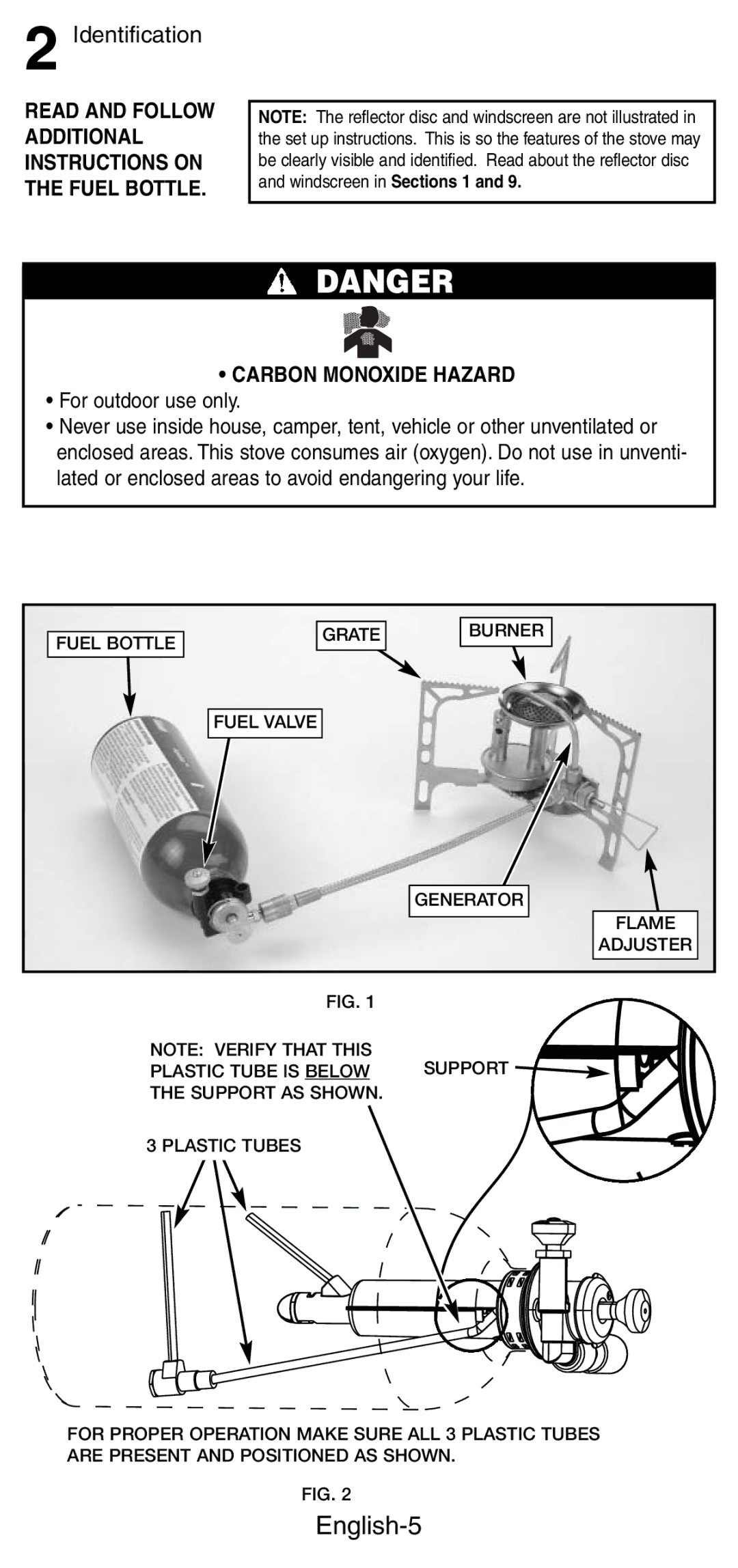 Coleman 9760 manual English-5, Identification, Carbon Monoxide Hazard 