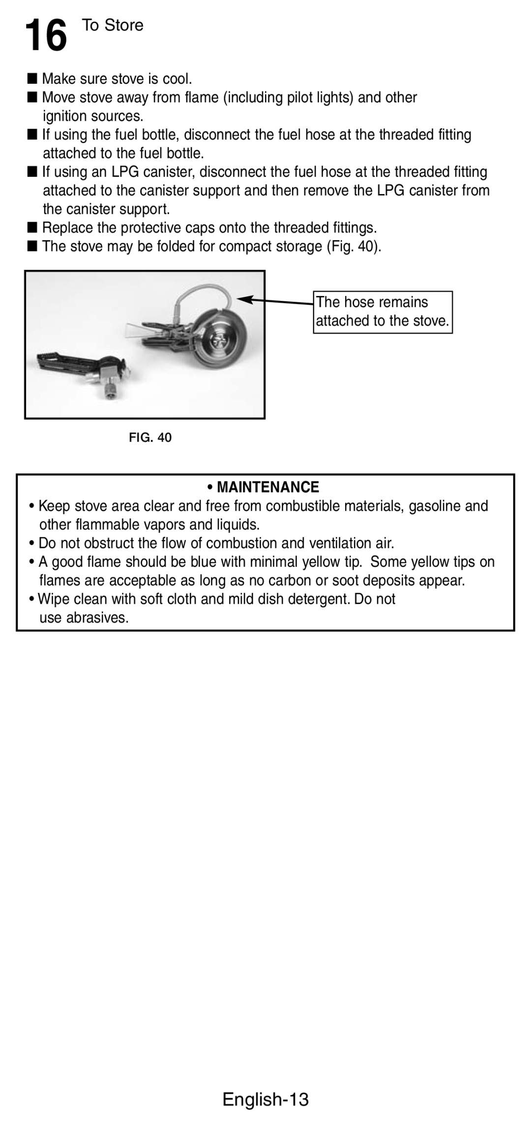 Coleman 9775, 9770 manual English-13, To Store, Maintenance 