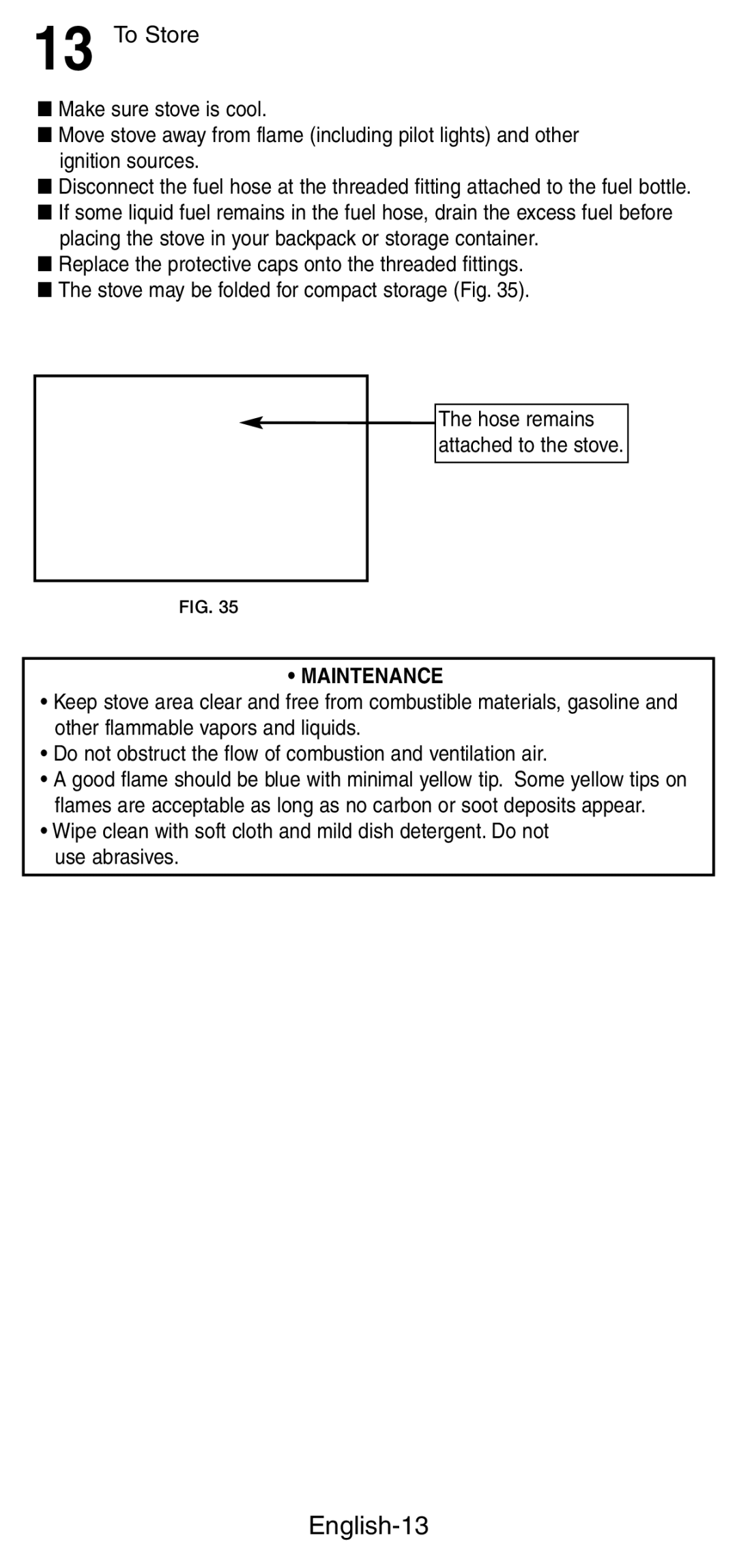 Coleman 9780 manual English-13, To Store, Maintenance 