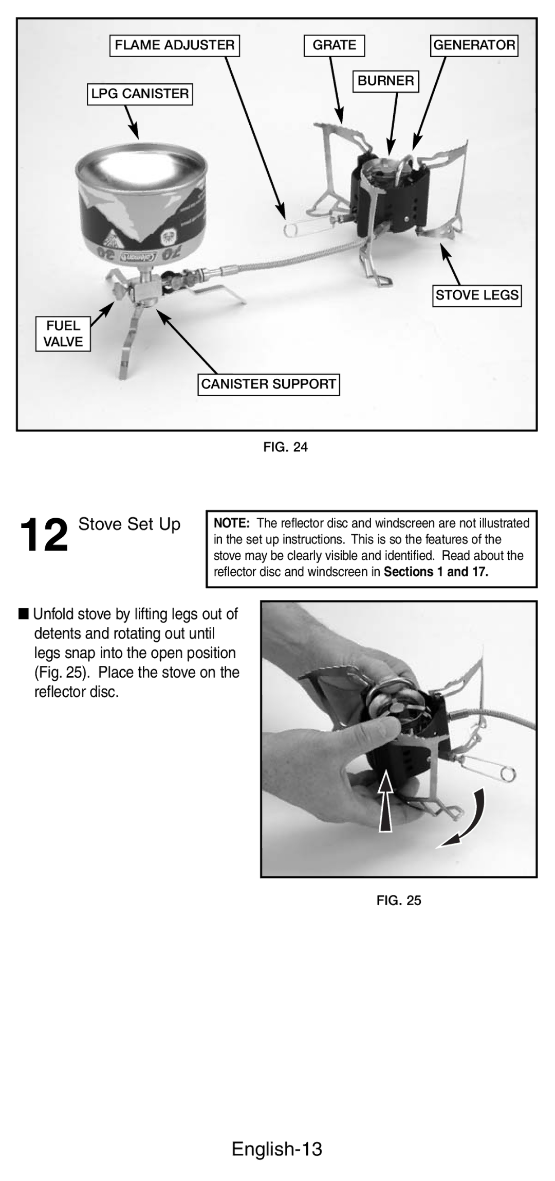 Coleman 9790 manual English-13, Stove Set Up 