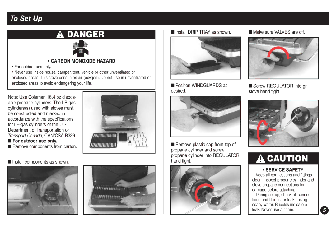 Coleman 9921B manual To Set Up 