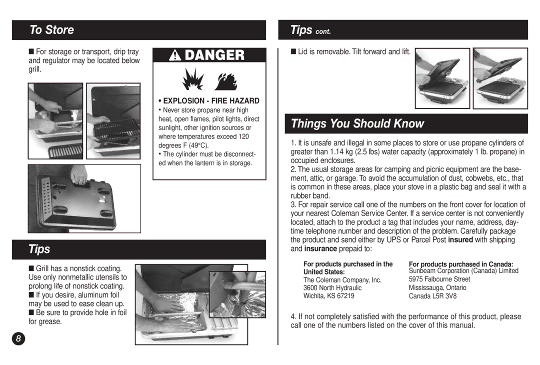 Coleman 9921B manual To Store, Tips, Things You Should Know 