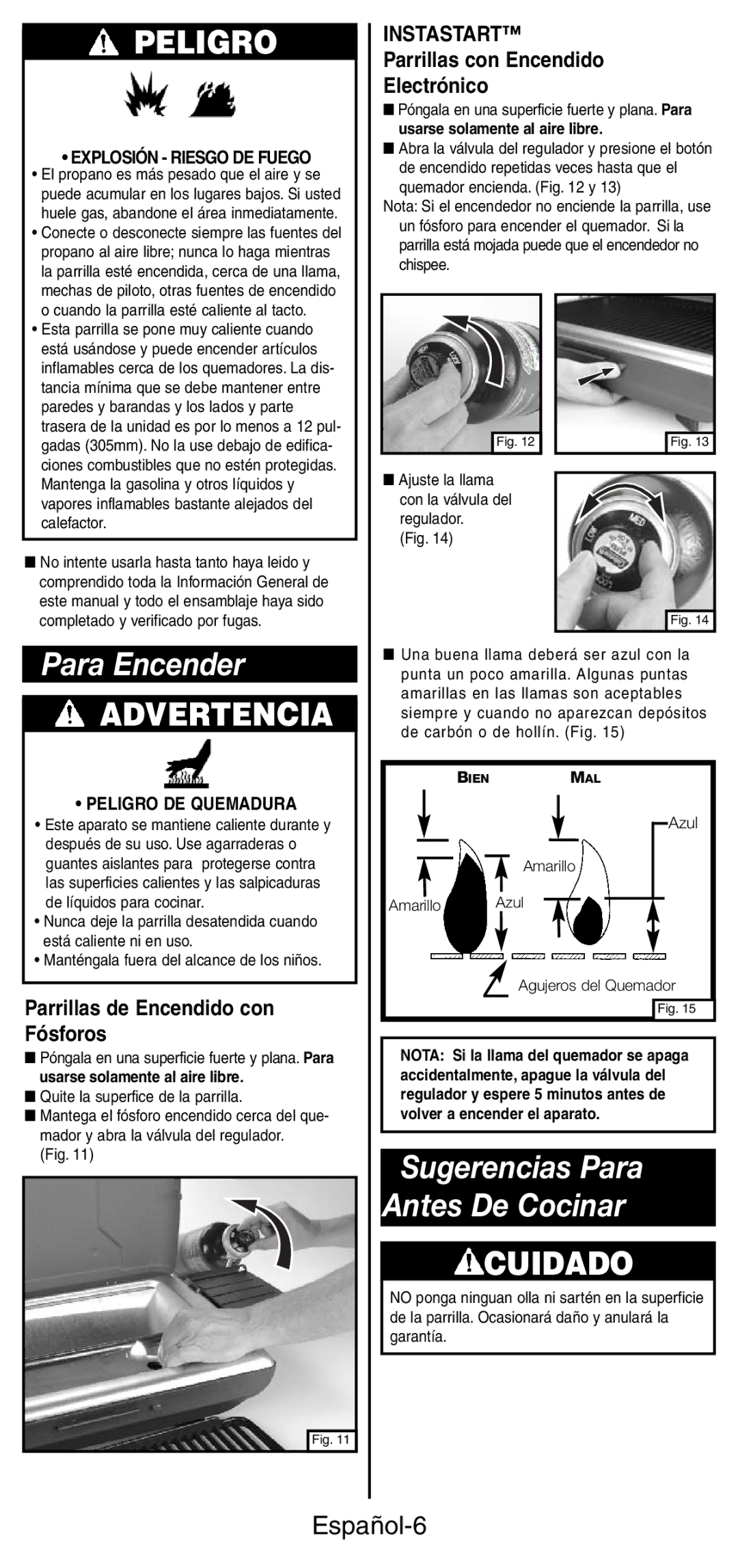 Coleman 9924 Series Para Encender, Español-6, Parrillas de Encendido con Fósforos, Parrillas con Encendido Electrónico 