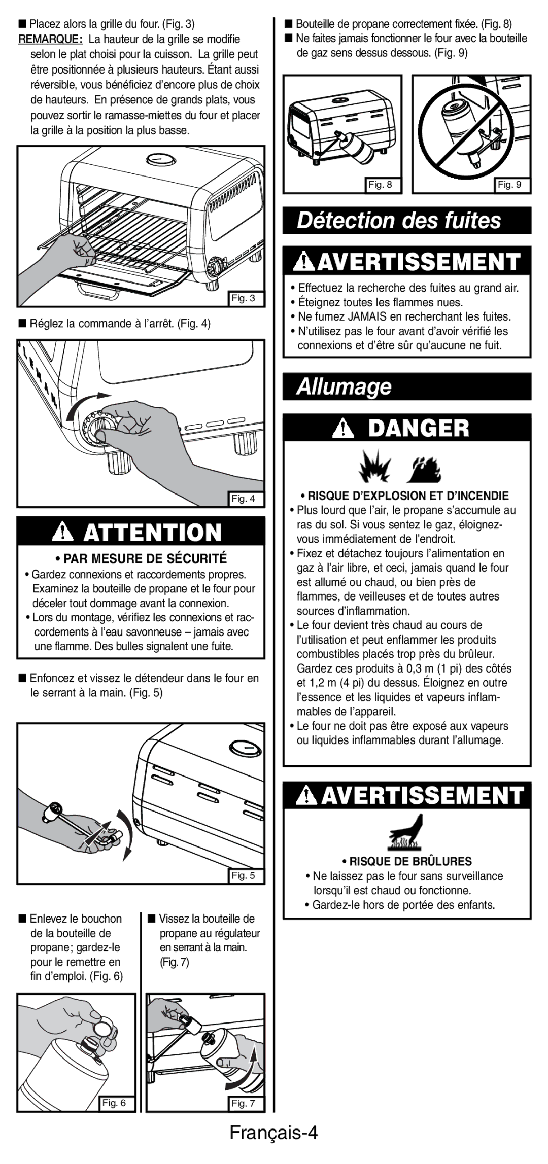 Coleman 9927 manual Détection des fuites, Allumage, Français-4 