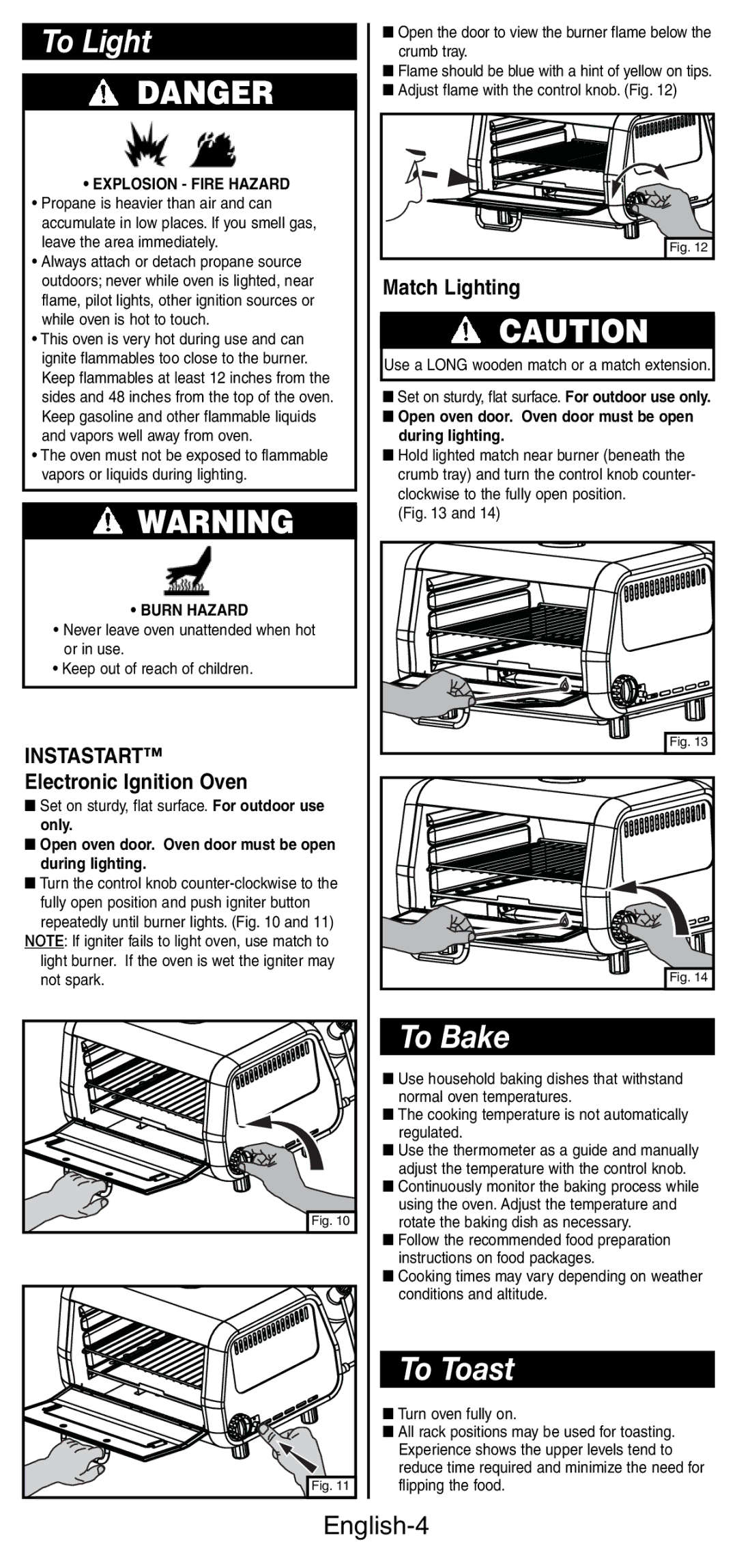 Coleman 9927 manual To Light, To Bake, To Toast, English-4 