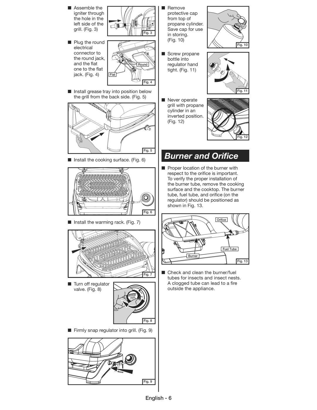 Coleman 9930 instruction manual Burner and Oriﬁce 