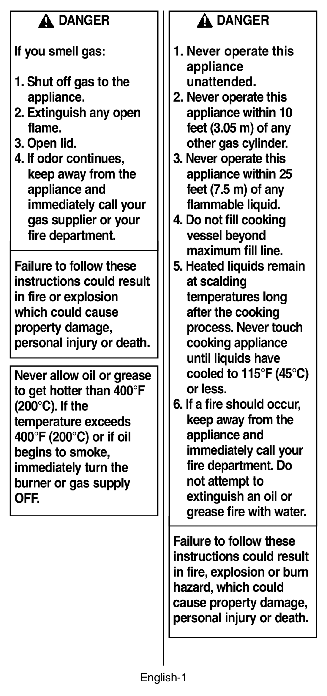 Coleman 9933 instruction manual Never operate this appliance unattended, English-1 