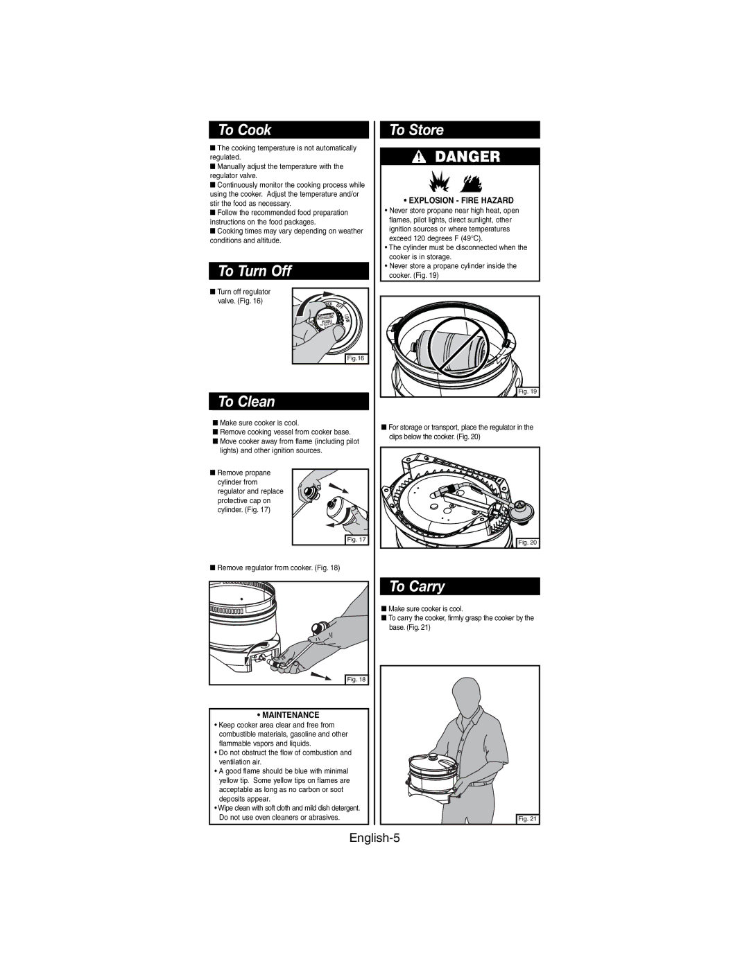 Coleman 9935 series manual To Cook, To Turn Off To Store, To Clean, To Carry 