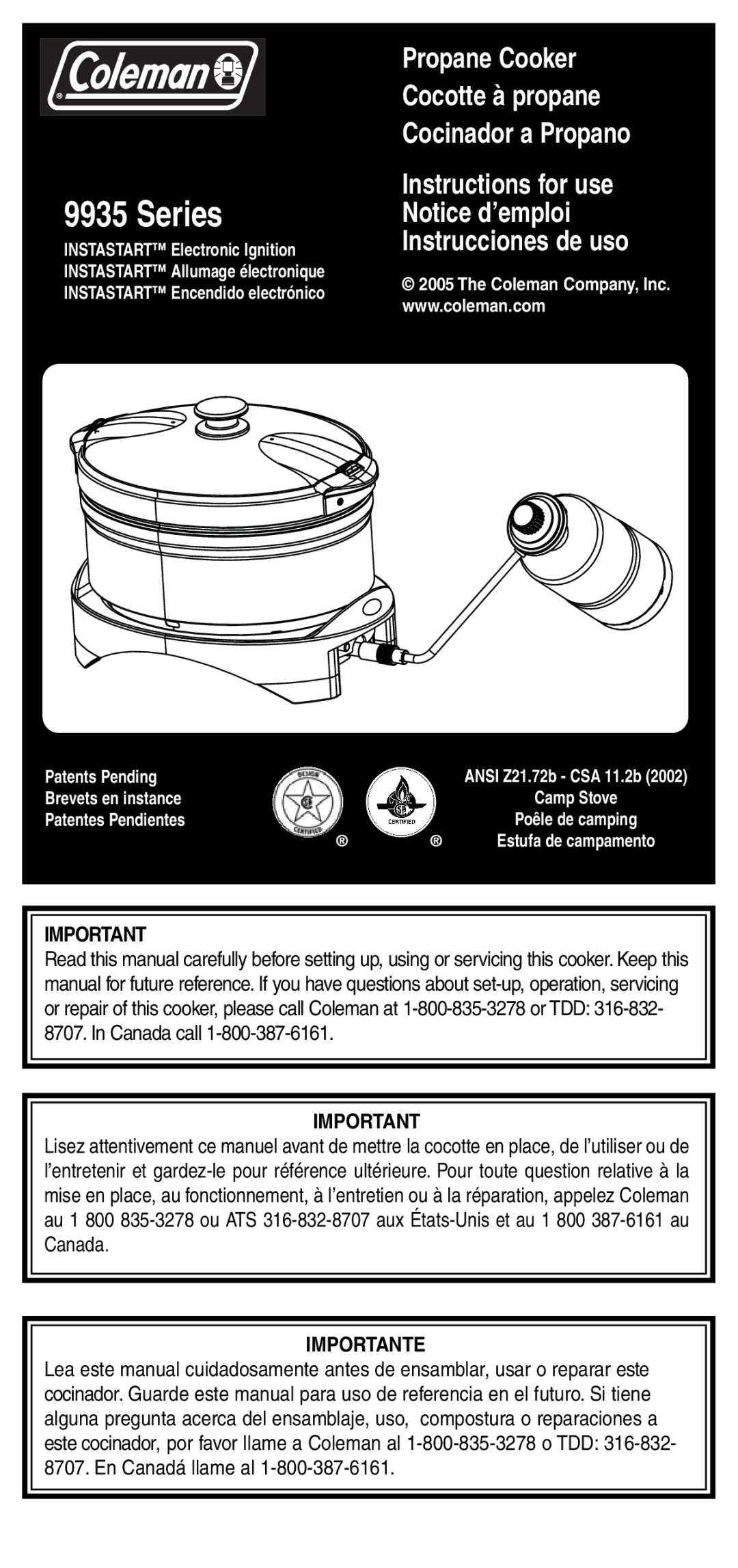 Coleman 9935 manual Series 