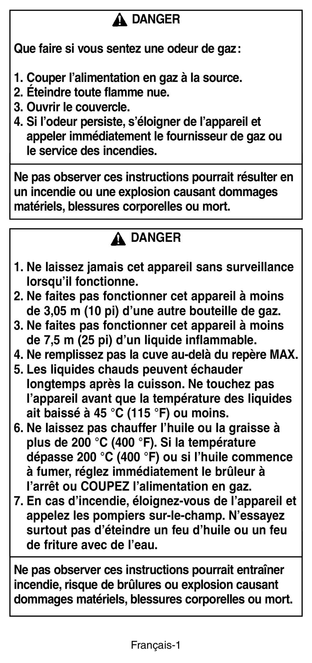 Coleman 9937 instruction manual Français-1 