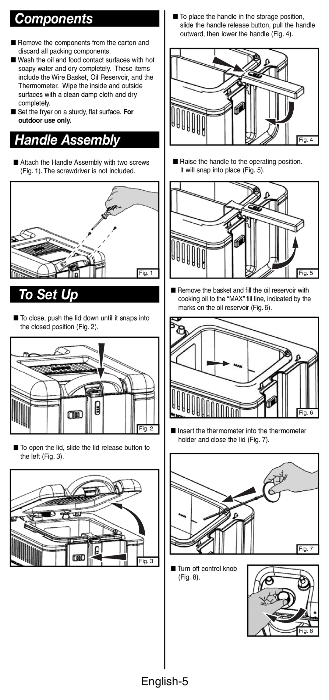 Coleman 9937 instruction manual Components, Handle Assembly, To Set Up, English-5 