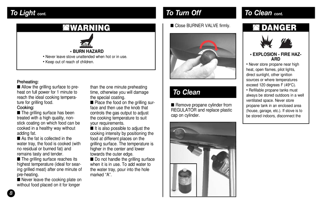 Coleman 9946 Series manual To Turn Off, To Clean, Ard 