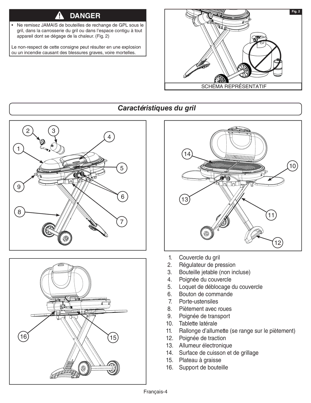 Coleman 9949A manual Caractéristiques du gril 