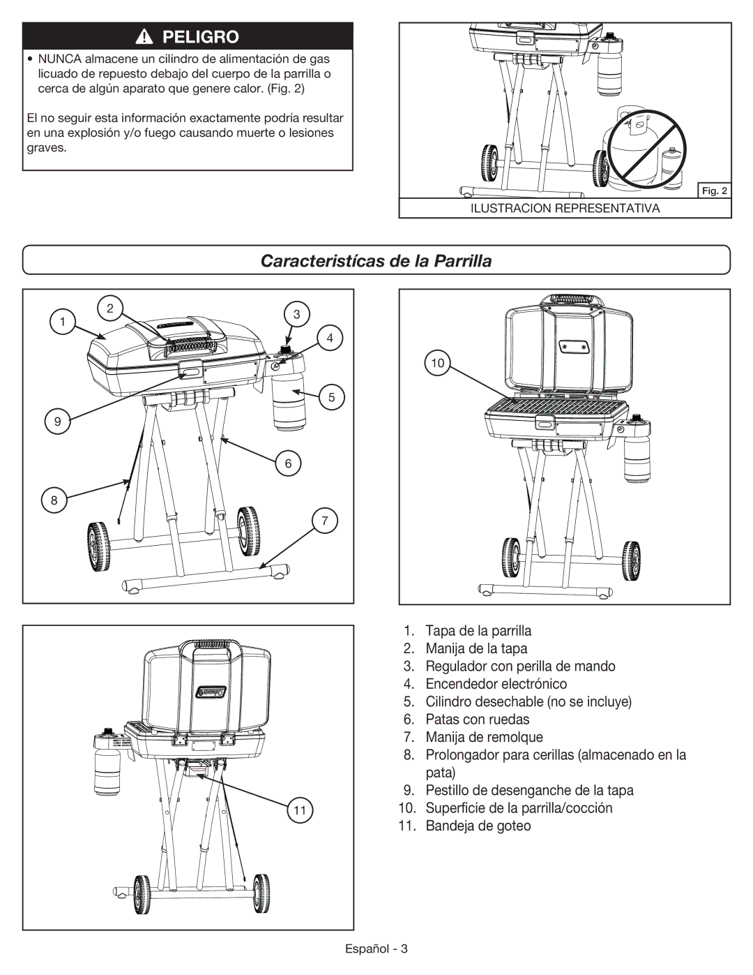 Coleman 9955 manual Caracteristícas de la Parrilla, Ilustracion Representativa 