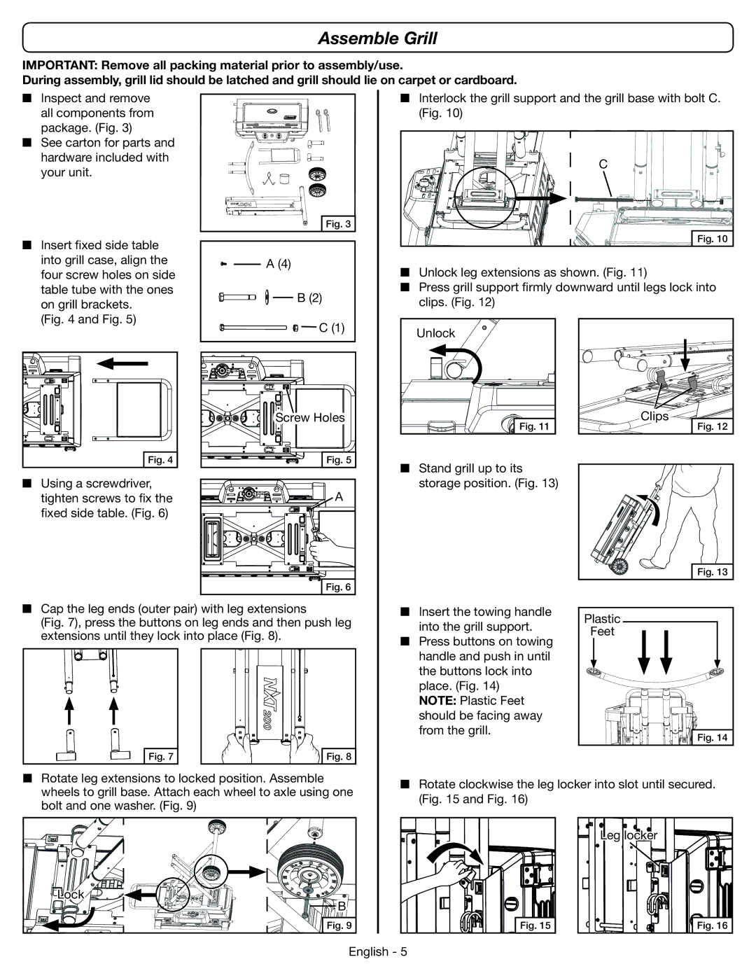 Coleman 9959 manual Assemble Grill 