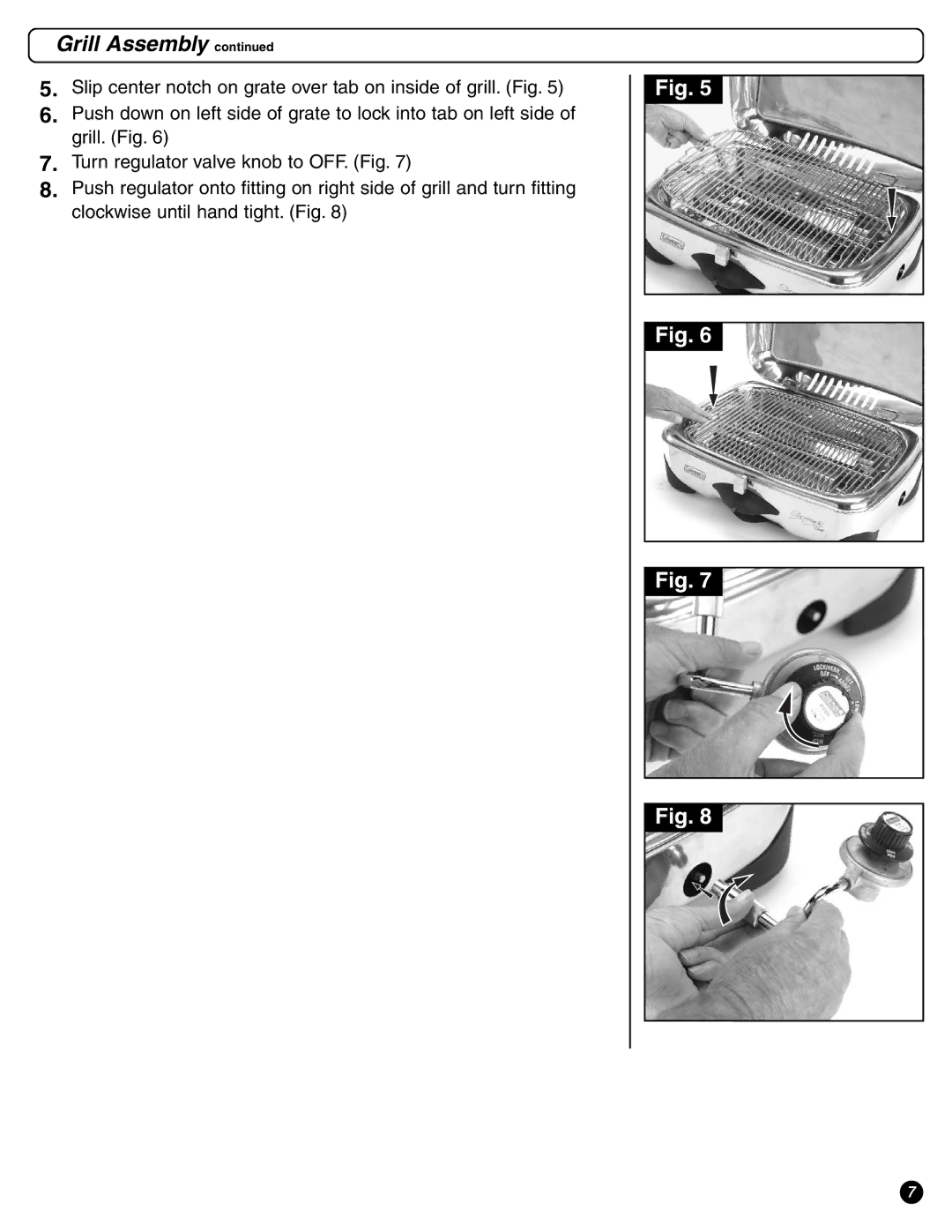 Coleman 9971-A50 instruction manual Grill Assembly 