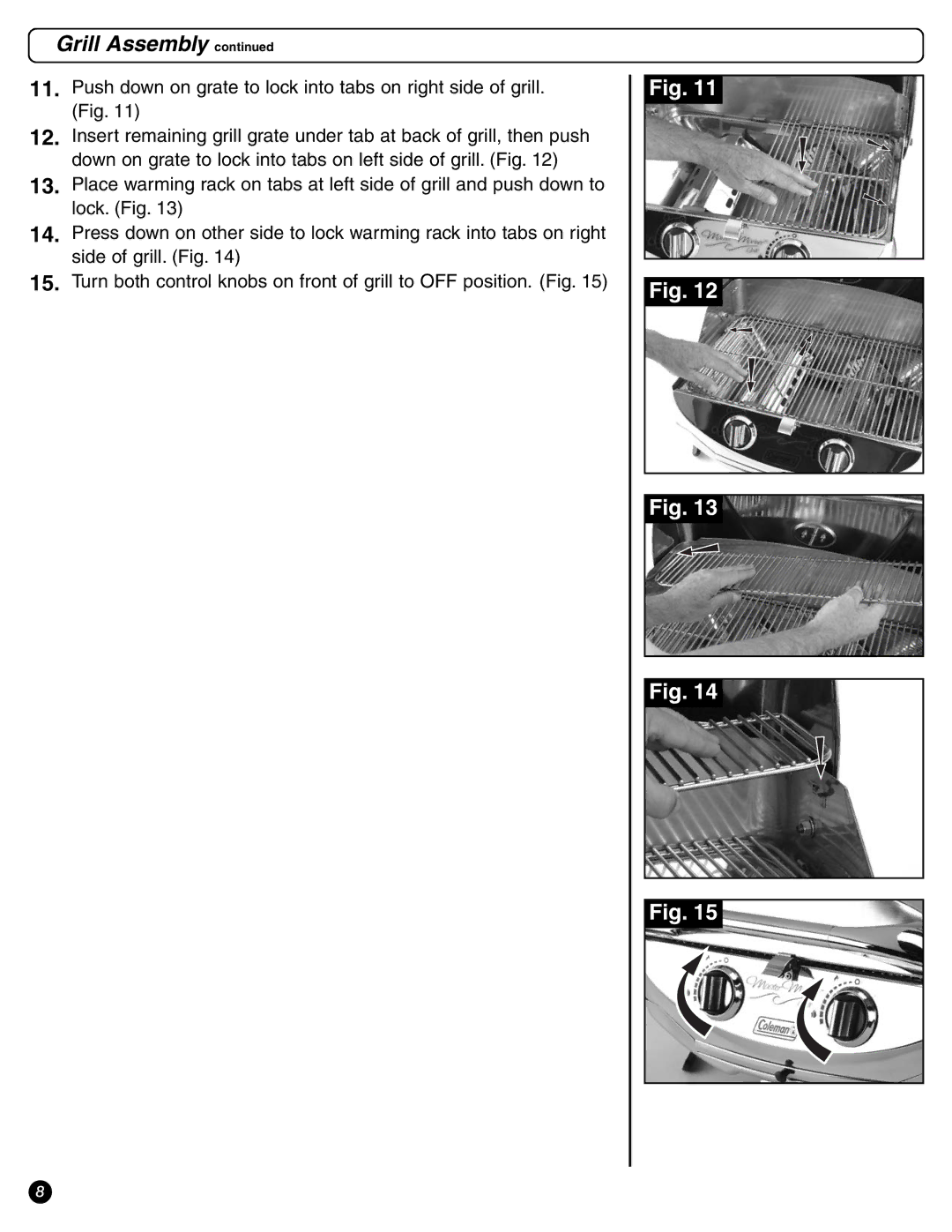 Coleman 9972 Series instruction manual Grill Assembly 