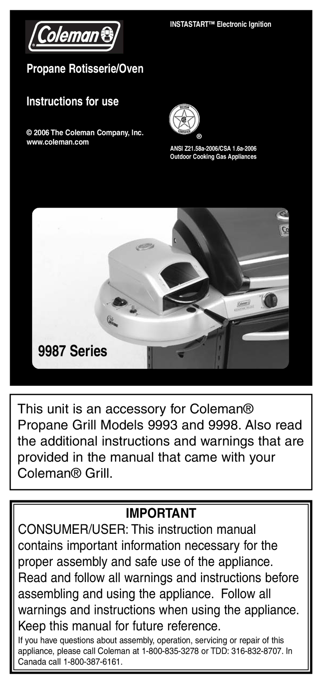 Coleman 9987 Series instruction manual 