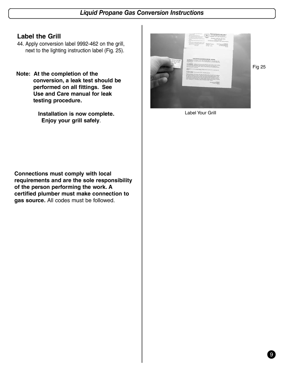 Coleman 9992-449 system manual Label the Grill, Installation is now complete Enjoy your grill safely 