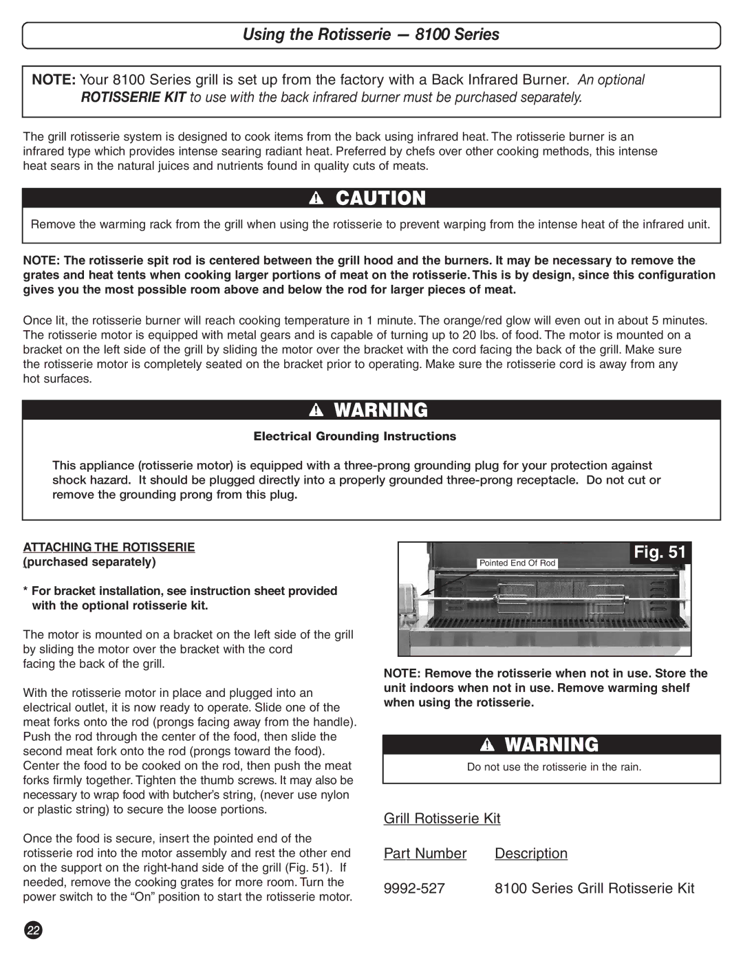 Coleman 9992-643 manual Using the Rotisserie 8100 Series, Electrical Grounding Instructions 