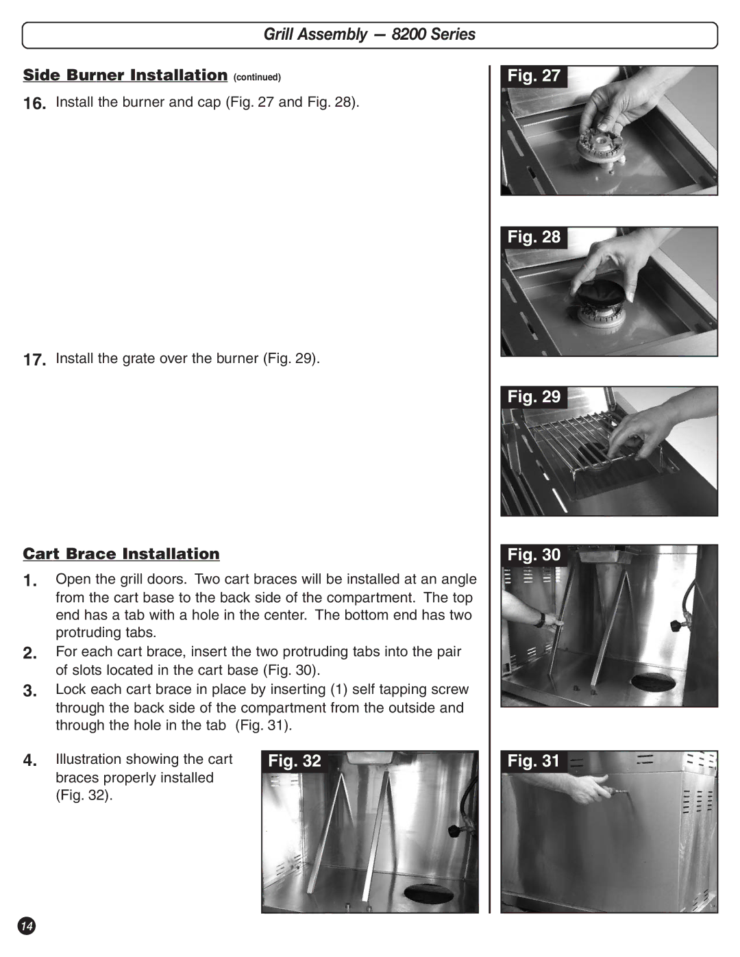 Coleman 9992-644 manual Cart Brace Installation 