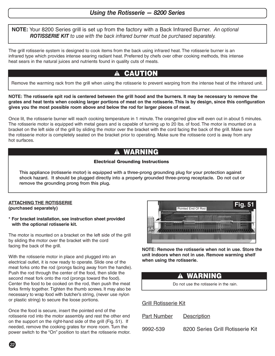 Coleman 9992-644 manual Using the Rotisserie 8200 Series, Electrical Grounding Instructions 