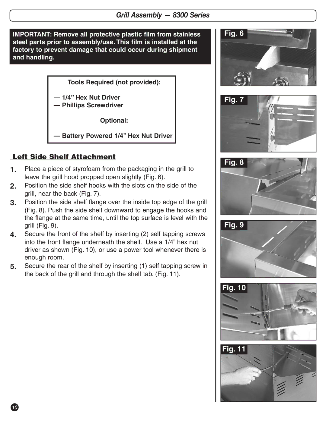 Coleman 9992-645 manual Grill Assembly 8300 Series, Left Side Shelf Attachment 