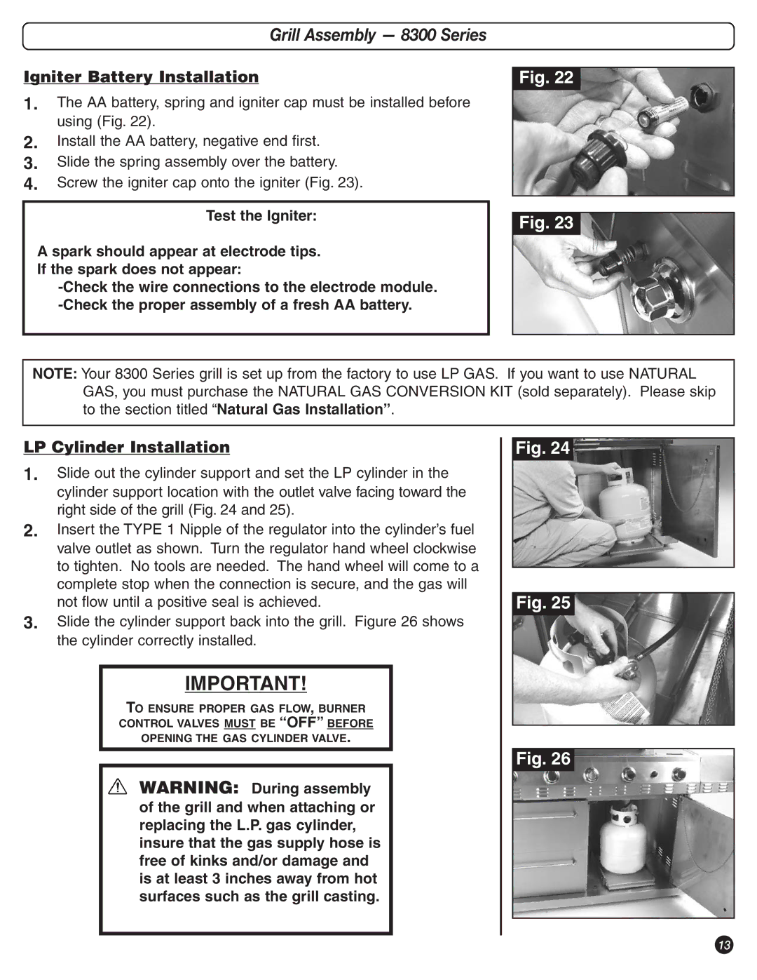 Coleman 9992-645 manual Igniter Battery Installation 