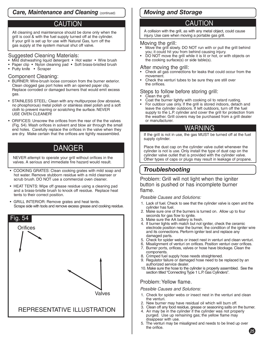 Coleman 9992-647 manual Moving and Storage, Troubleshooting 