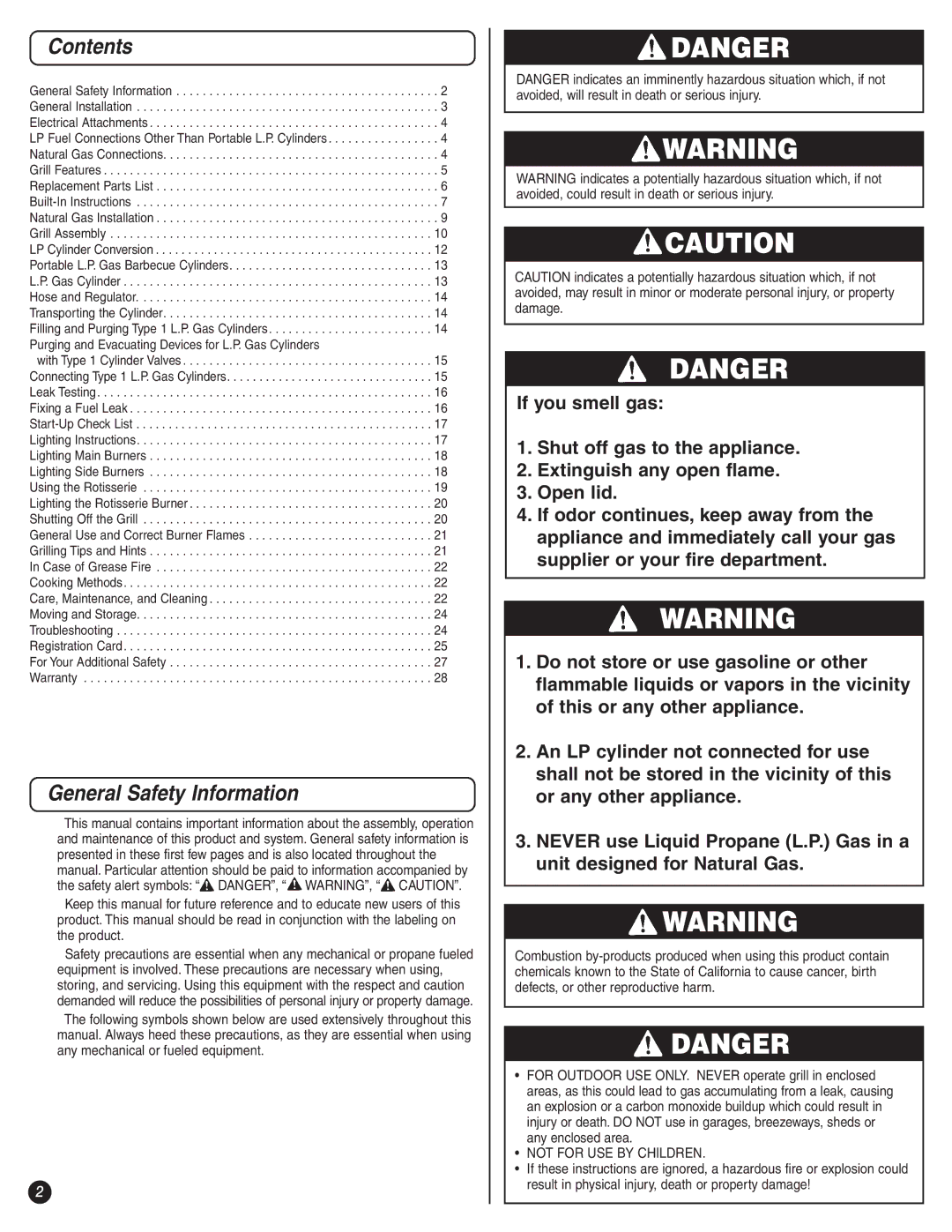 Coleman 9992-649, 8450 Series manual Contents, General Safety Information 