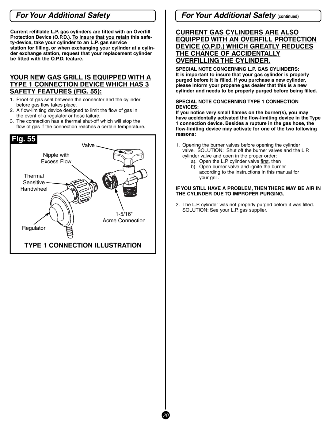 Coleman 9993 Series manual For Your Additional Safety, Special Note Concerning L.P. GAS Cylinders 