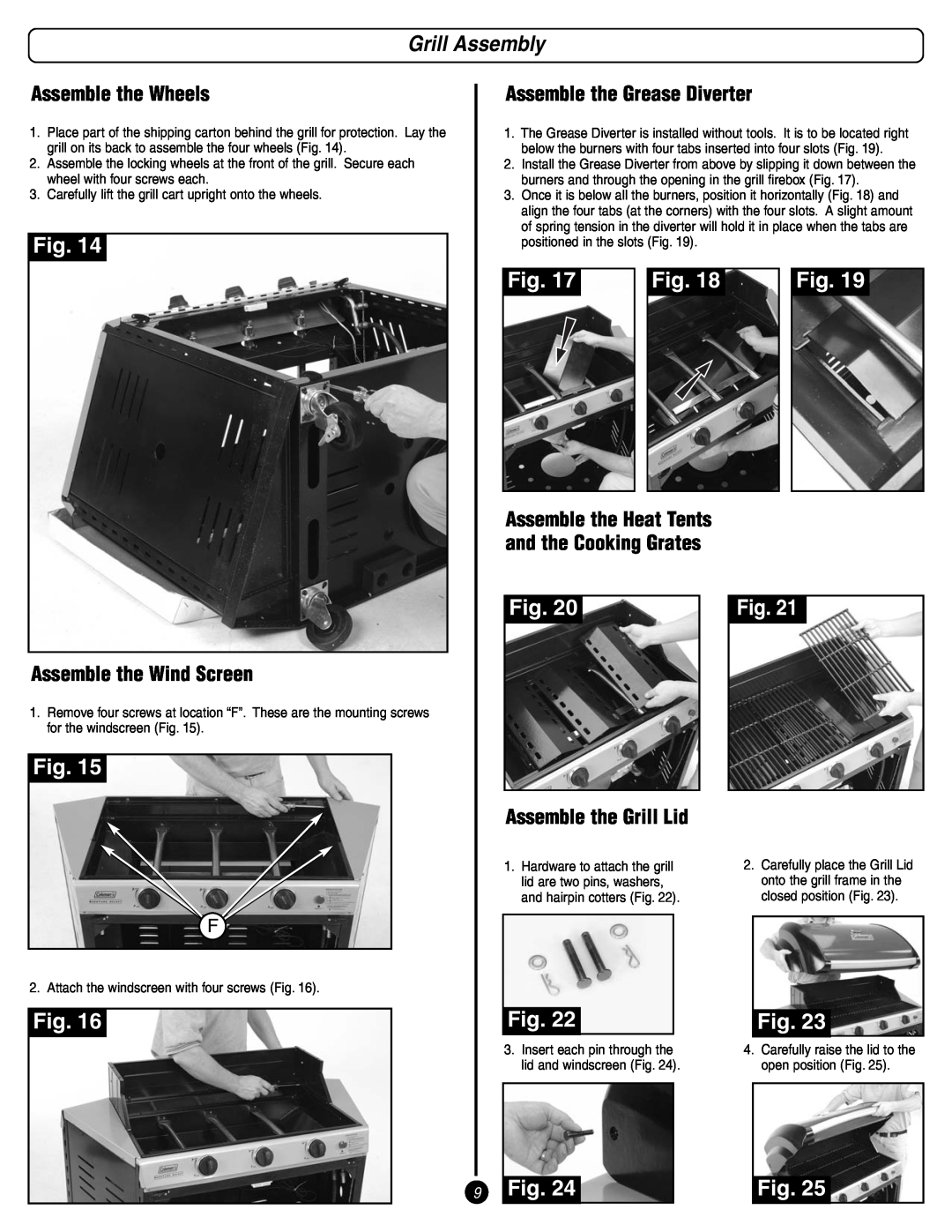 Coleman 9993 manual Grill Assembly, 9Fig 