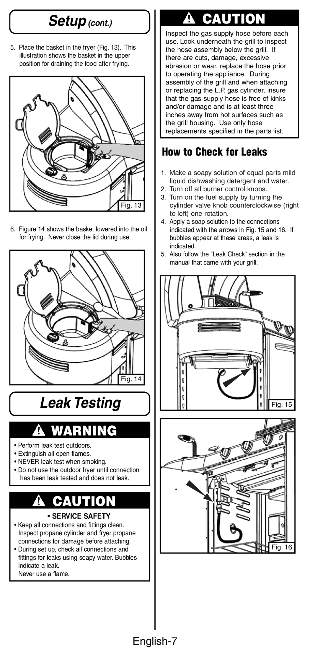 Coleman 9994 instruction manual Leak Testing, English-7 