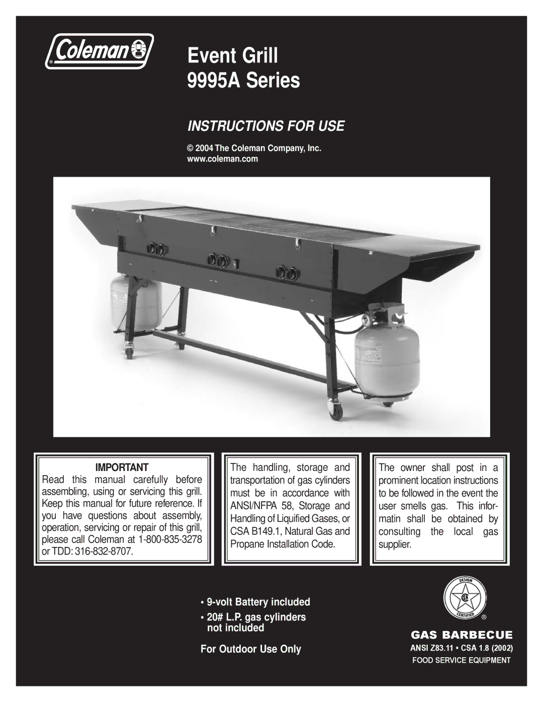 Coleman manual Event Grill 9995A Series 