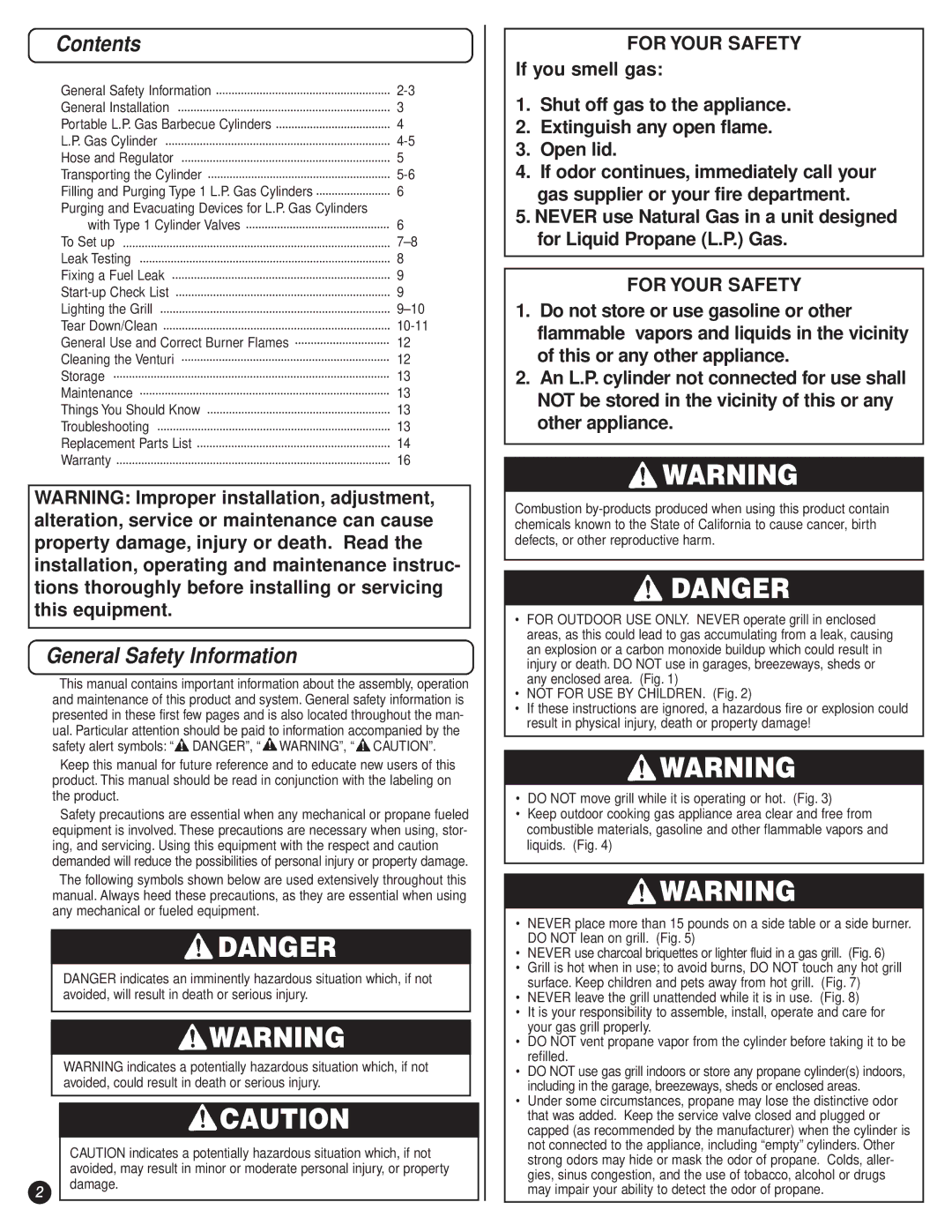 Coleman 9995A manual Contents, General Safety Information 