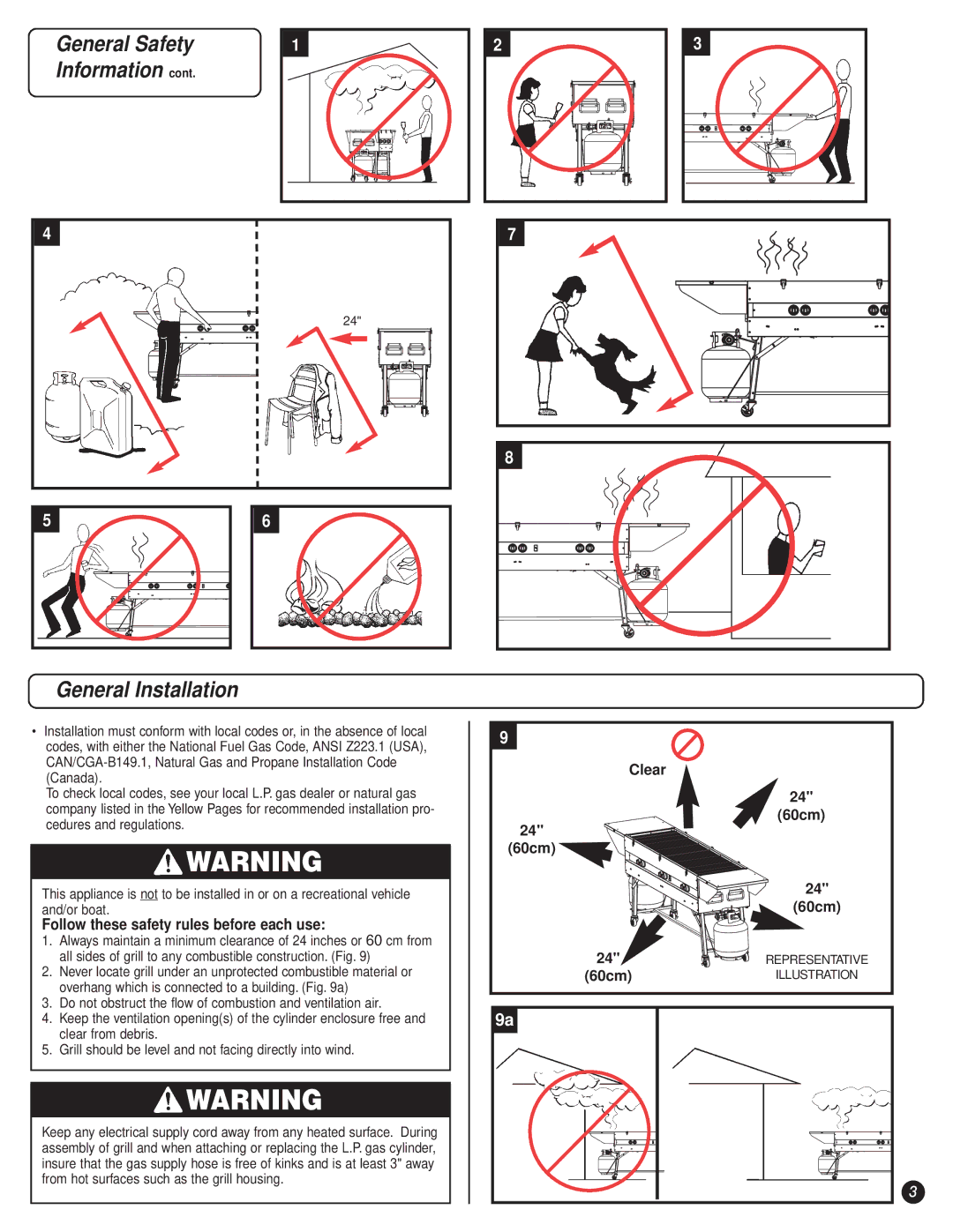 Coleman 9995A manual General Installation, Follow these safety rules before each use 