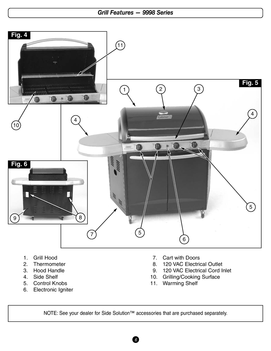 Coleman manual Grill Features 9998 Series 