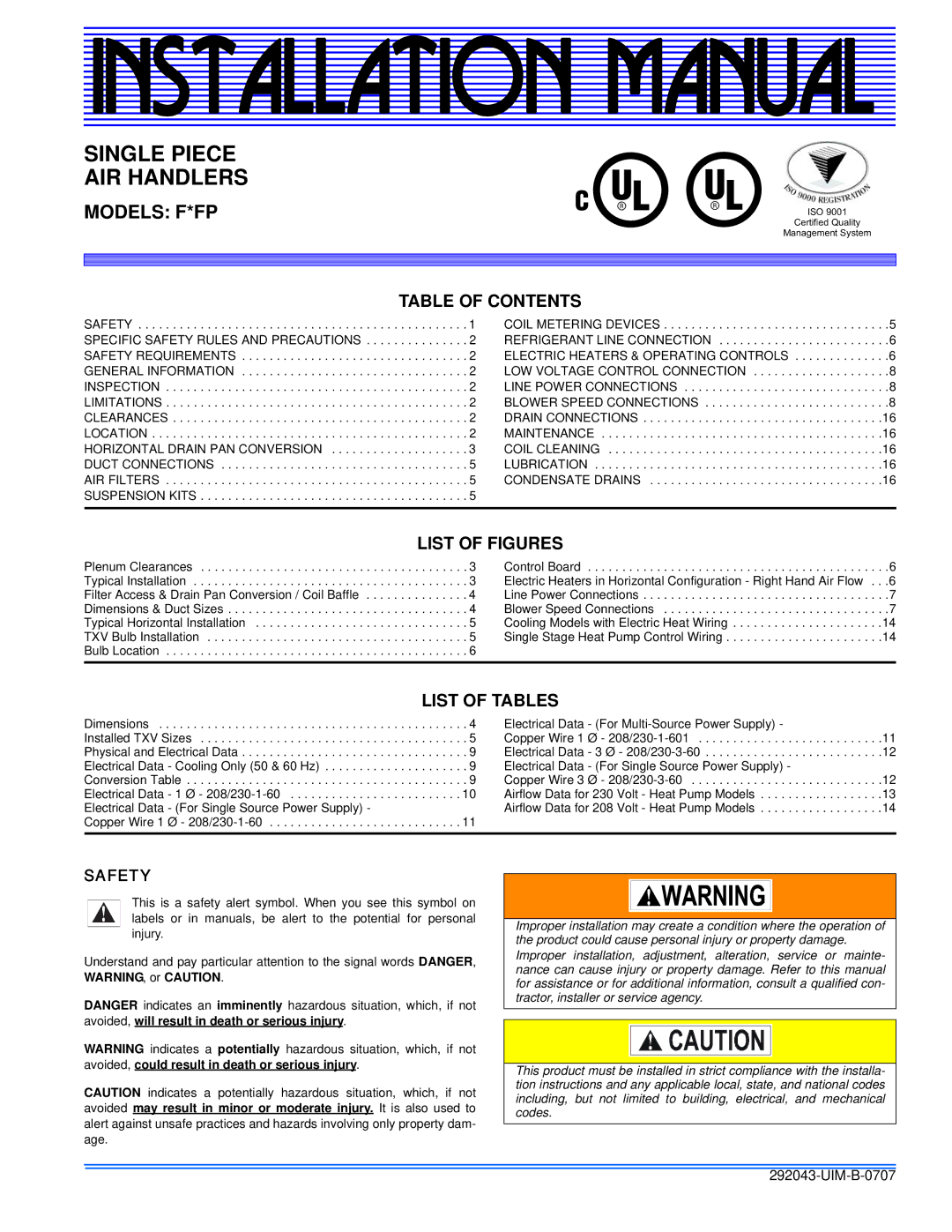 Coleman F*FP installation manual Installation Manual 