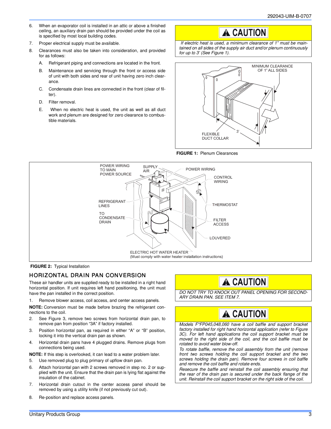 Coleman F*FP installation manual Horizontal Drain PAN Conversion 