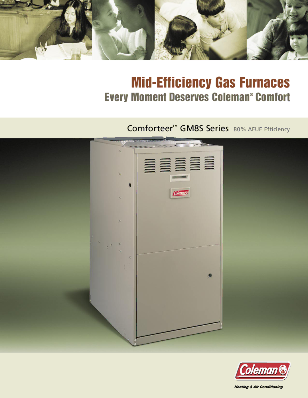 Coleman GM8S manual Mid-Efficiency Gas Furnaces 