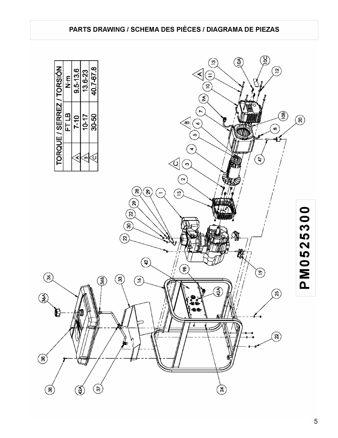 Coleman PM0525300 manual Parts Drawing / Schema DES Pièces / Diagrama DE Piezas 