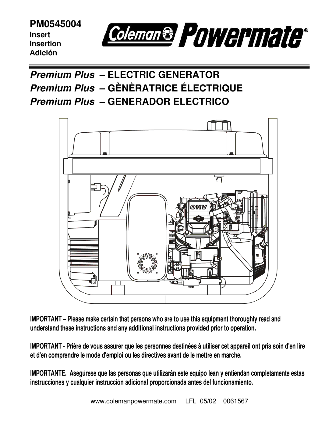 Coleman PM0545004 manual 