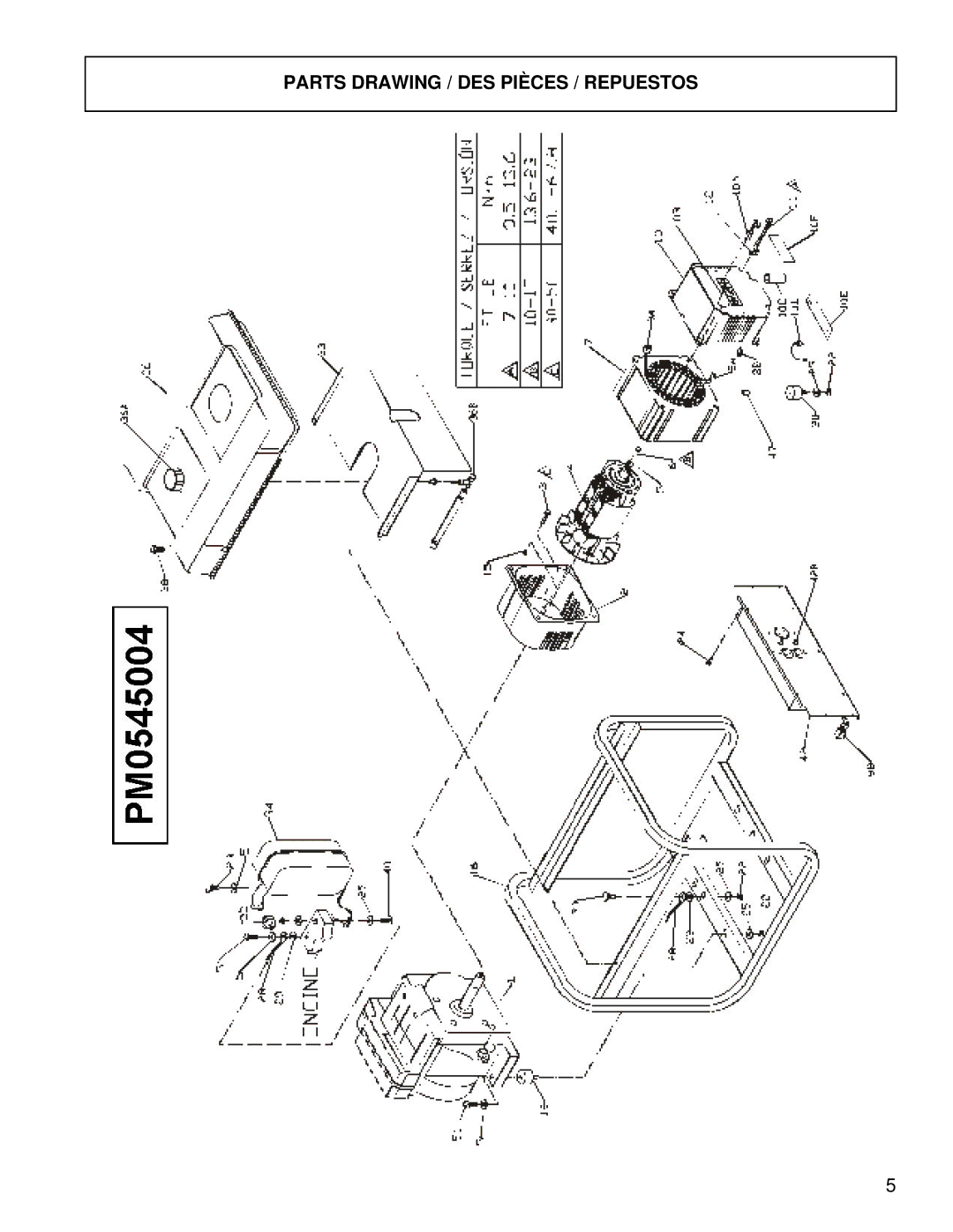 Coleman PM0545004 manual Parts Drawing / DES Pièces / Repuestos 