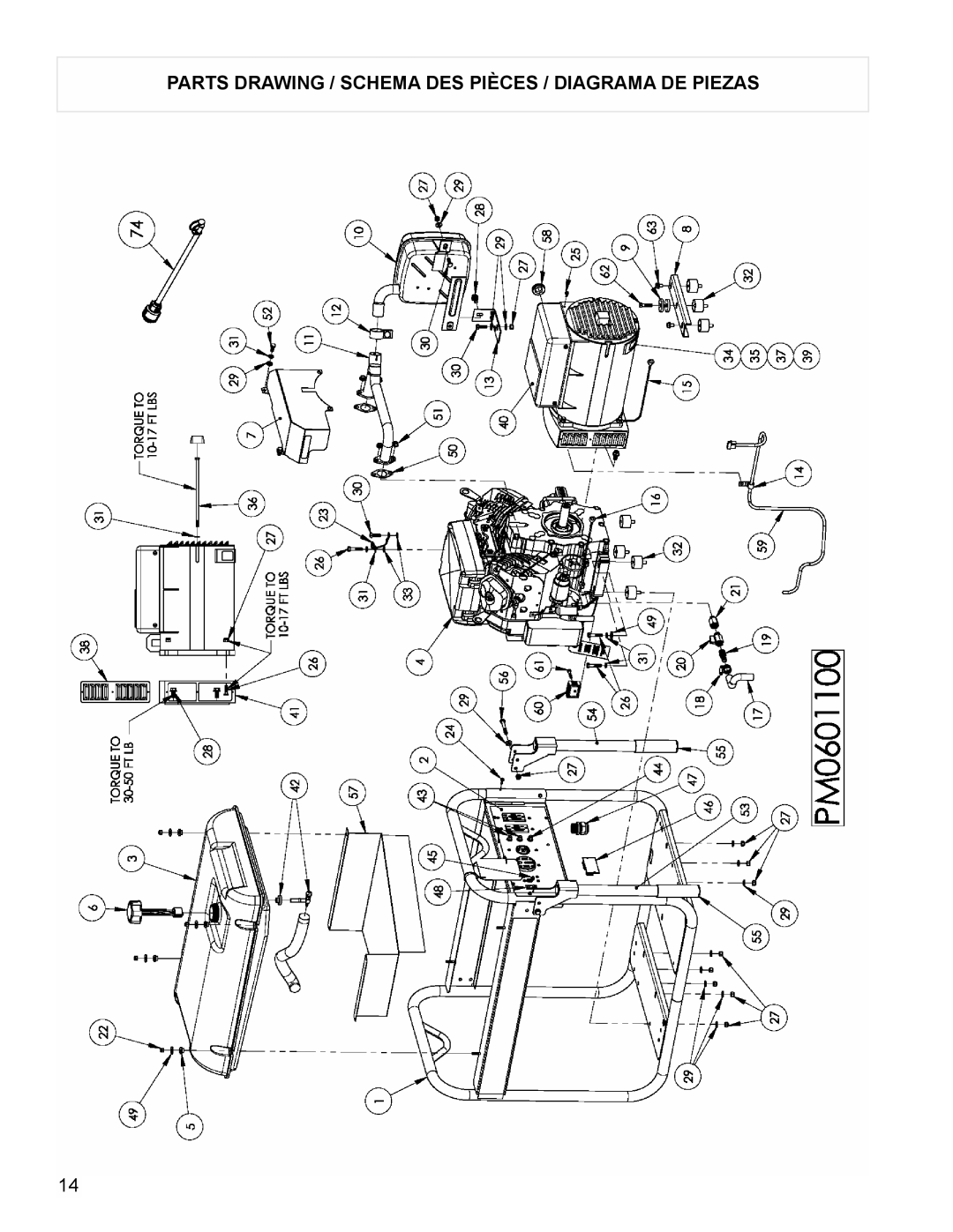 Coleman PM0601100 manual Parts Drawing / Schema DES Pièces / Diagrama DE Piezas 