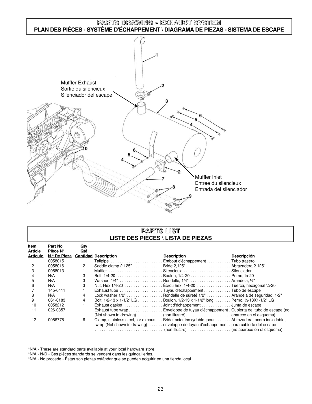 Coleman PM402511 owner manual Parts Drawing Exhaust System 