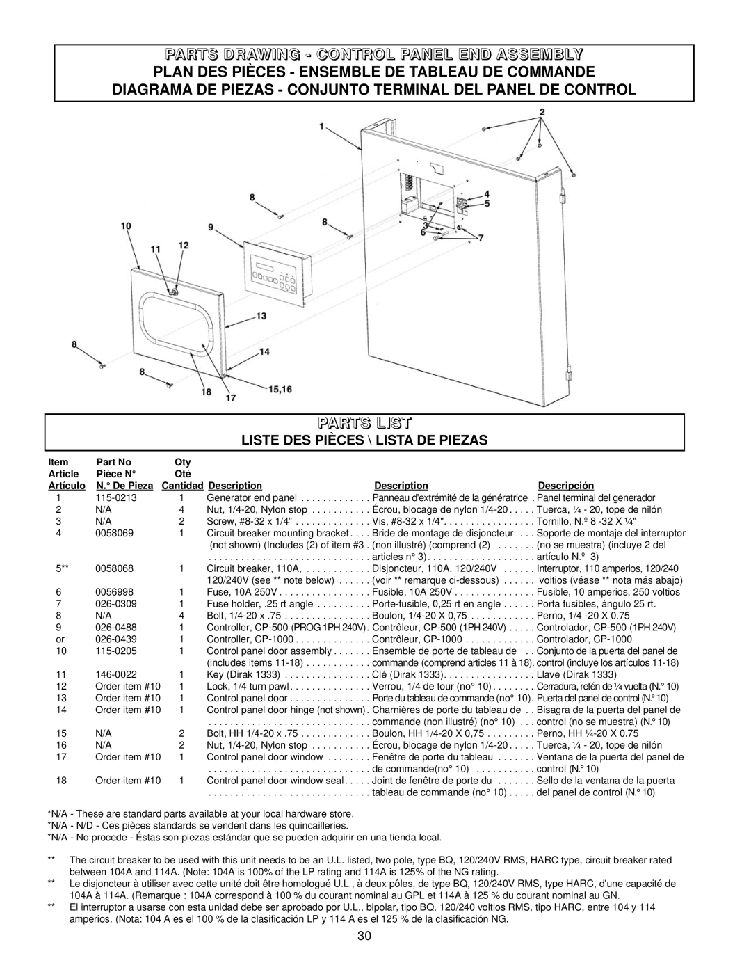 Coleman PM402511 owner manual Article Pièce N 