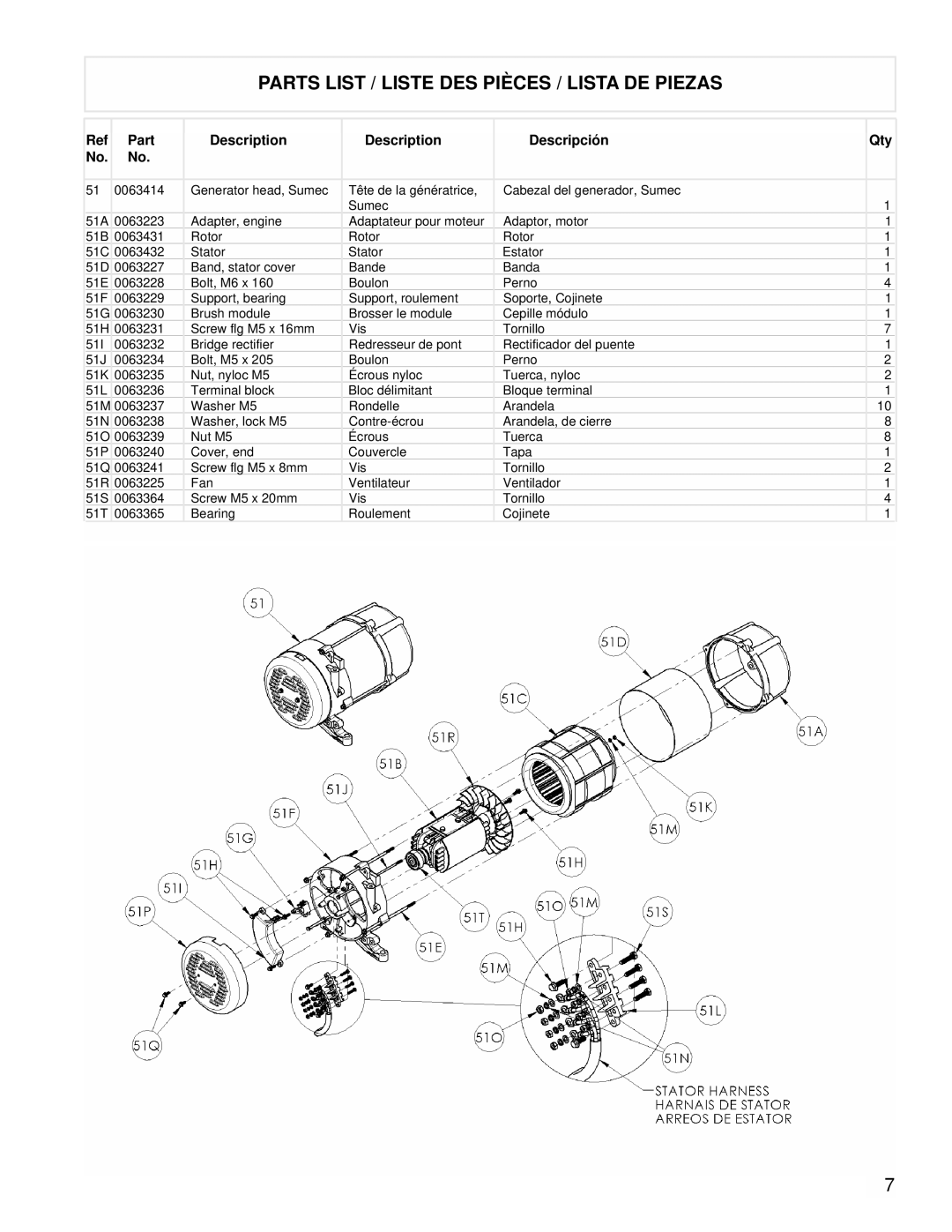 Coleman PMA525302.02 manual Parts List / Liste Des Pièces / Lista De Piezas, 0063414 