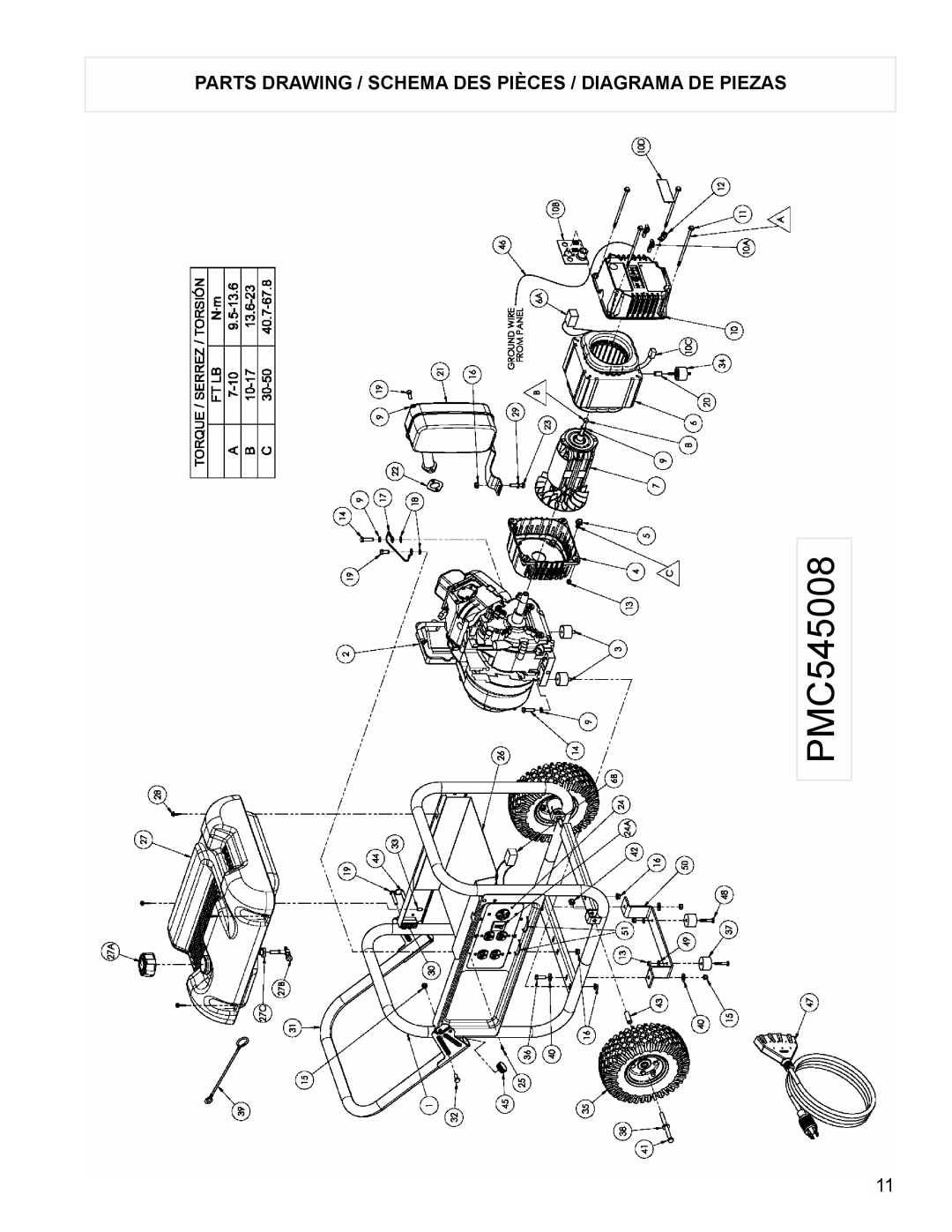 Coleman PMC545008 manual Parts Drawing / Schema DES Pièces / Diagrama DE Piezas 