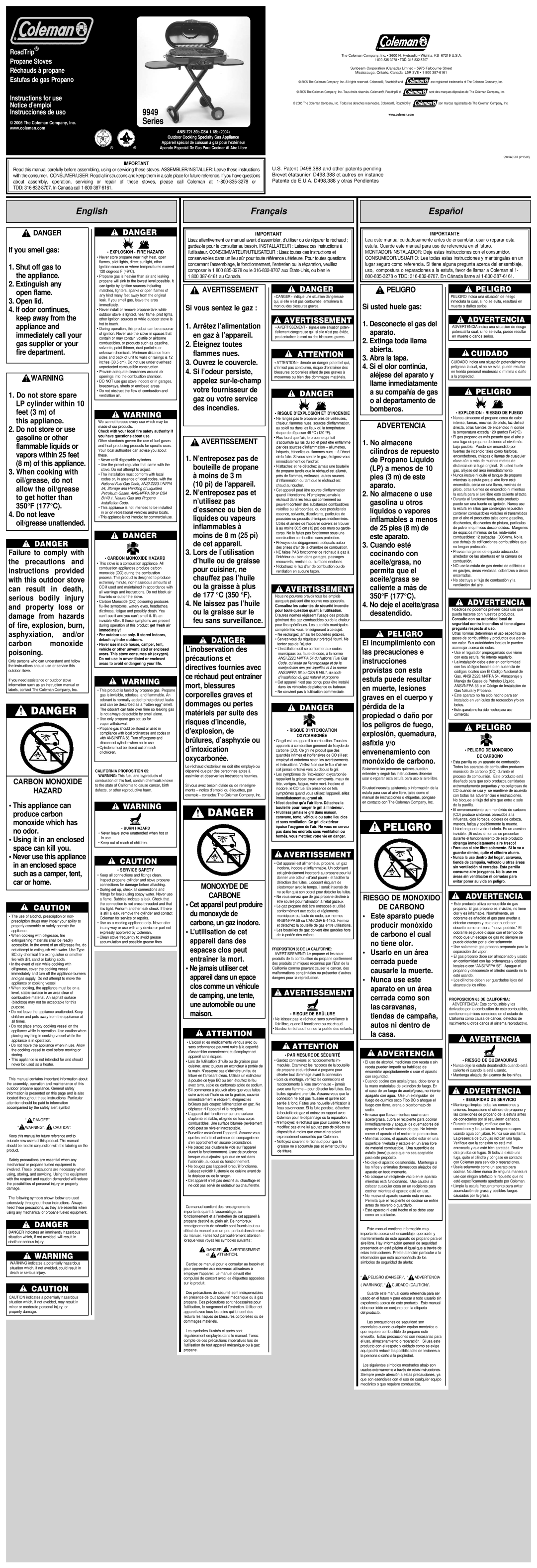 Coleman pmn instruction manual Peligro 