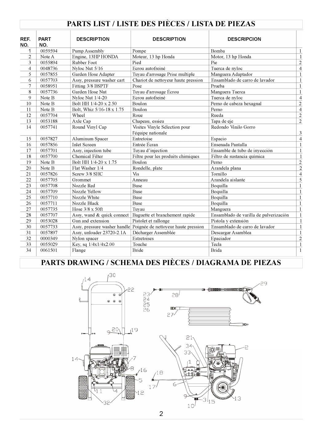 Coleman Powermate Parts List / Liste DES Pièces / Lista DE Piezas, Parts Drawing / Schema DES Pièces / Diagrama DE Piezas 